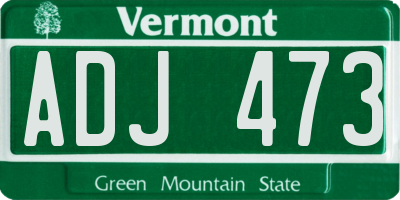 VT license plate ADJ473