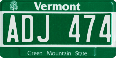 VT license plate ADJ474