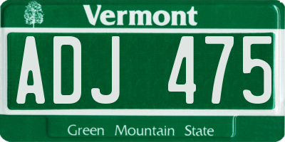 VT license plate ADJ475