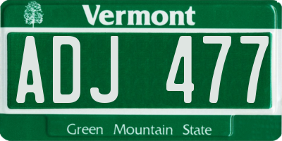 VT license plate ADJ477