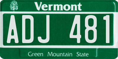 VT license plate ADJ481