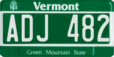 VT license plate ADJ482