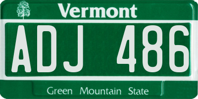 VT license plate ADJ486
