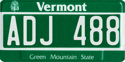 VT license plate ADJ488