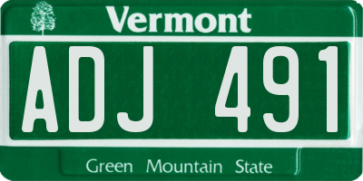 VT license plate ADJ491