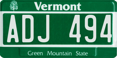 VT license plate ADJ494
