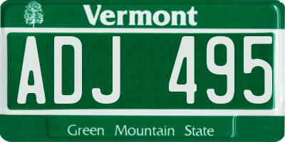 VT license plate ADJ495
