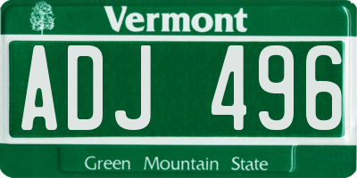 VT license plate ADJ496
