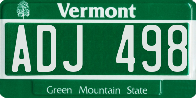 VT license plate ADJ498