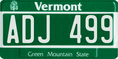 VT license plate ADJ499