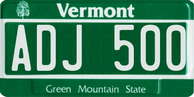 VT license plate ADJ500