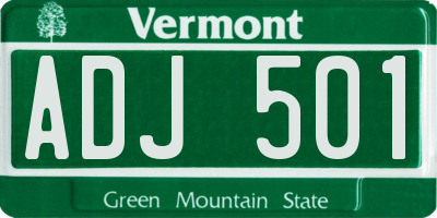 VT license plate ADJ501