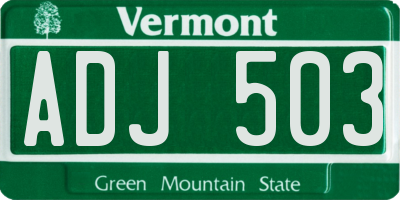 VT license plate ADJ503