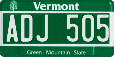 VT license plate ADJ505