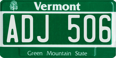 VT license plate ADJ506