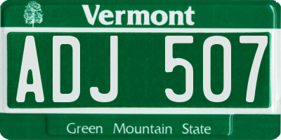 VT license plate ADJ507