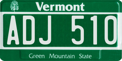VT license plate ADJ510