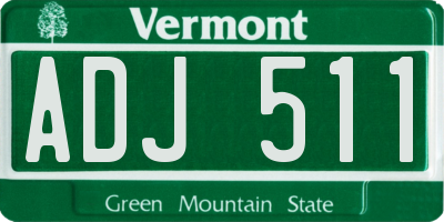 VT license plate ADJ511