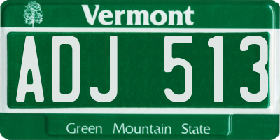 VT license plate ADJ513