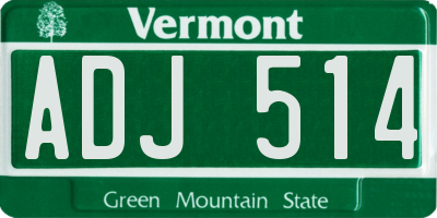 VT license plate ADJ514