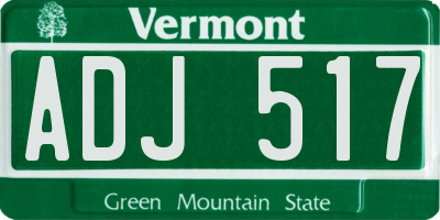 VT license plate ADJ517