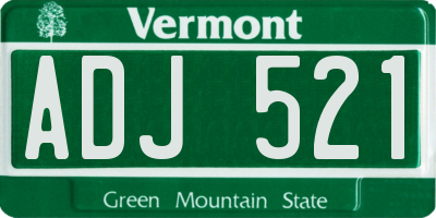 VT license plate ADJ521