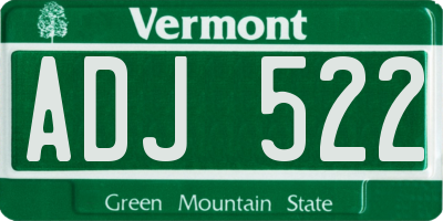 VT license plate ADJ522