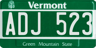 VT license plate ADJ523