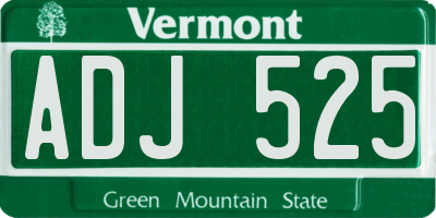 VT license plate ADJ525