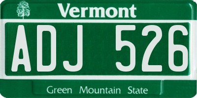 VT license plate ADJ526