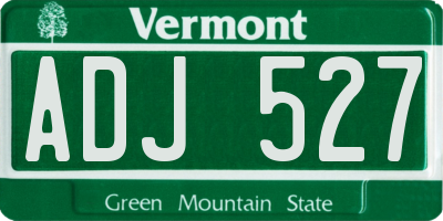 VT license plate ADJ527