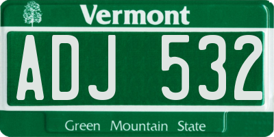 VT license plate ADJ532
