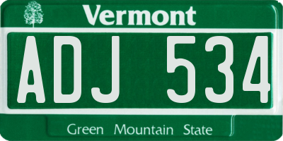 VT license plate ADJ534