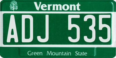 VT license plate ADJ535