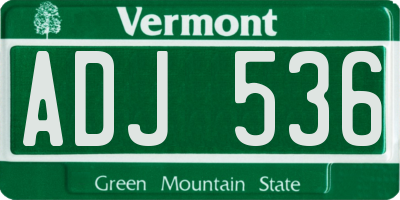 VT license plate ADJ536