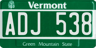 VT license plate ADJ538