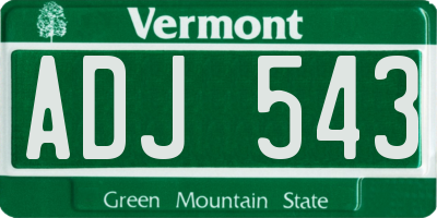 VT license plate ADJ543