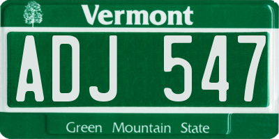 VT license plate ADJ547