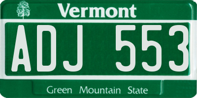 VT license plate ADJ553