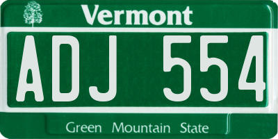 VT license plate ADJ554