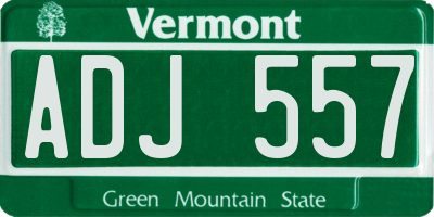 VT license plate ADJ557