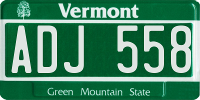 VT license plate ADJ558