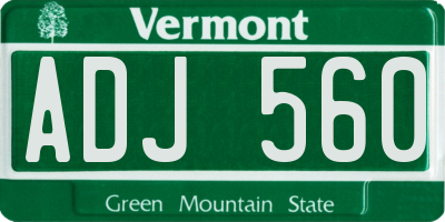 VT license plate ADJ560