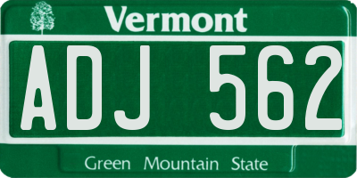 VT license plate ADJ562