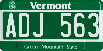 VT license plate ADJ563