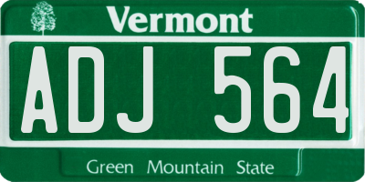 VT license plate ADJ564