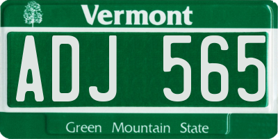 VT license plate ADJ565