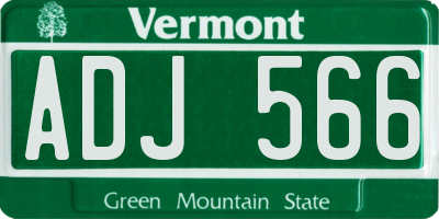 VT license plate ADJ566