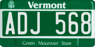 VT license plate ADJ568