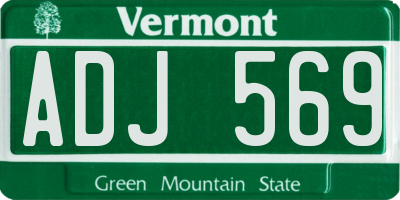 VT license plate ADJ569